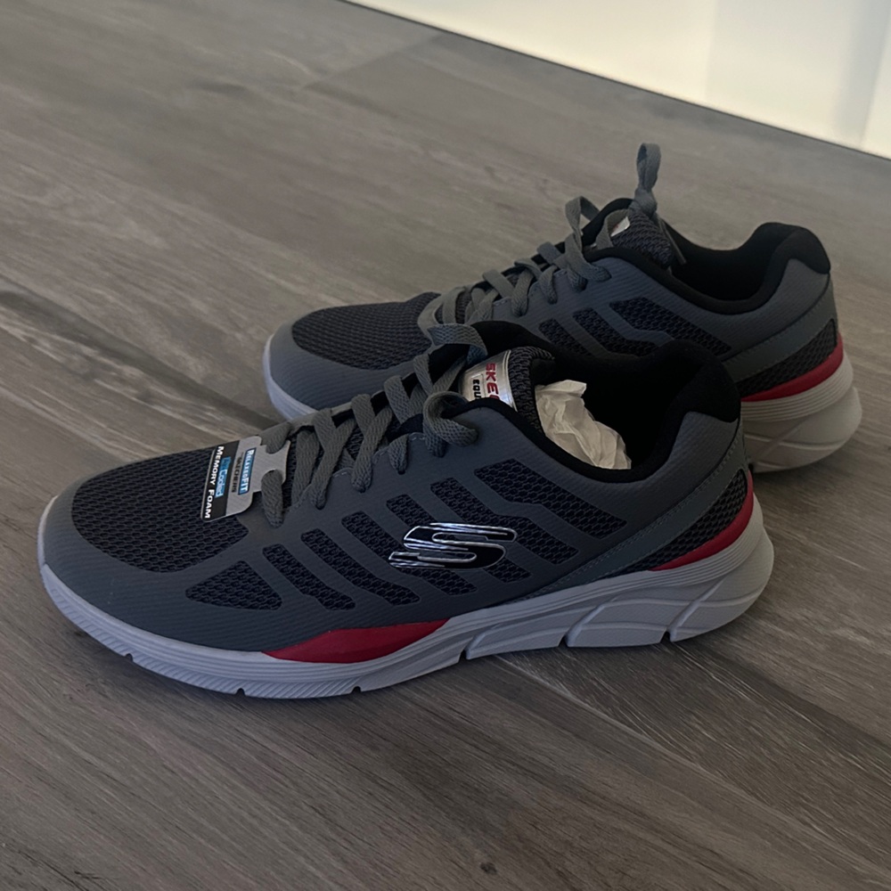 Skechers Gray and Red Running Shoes